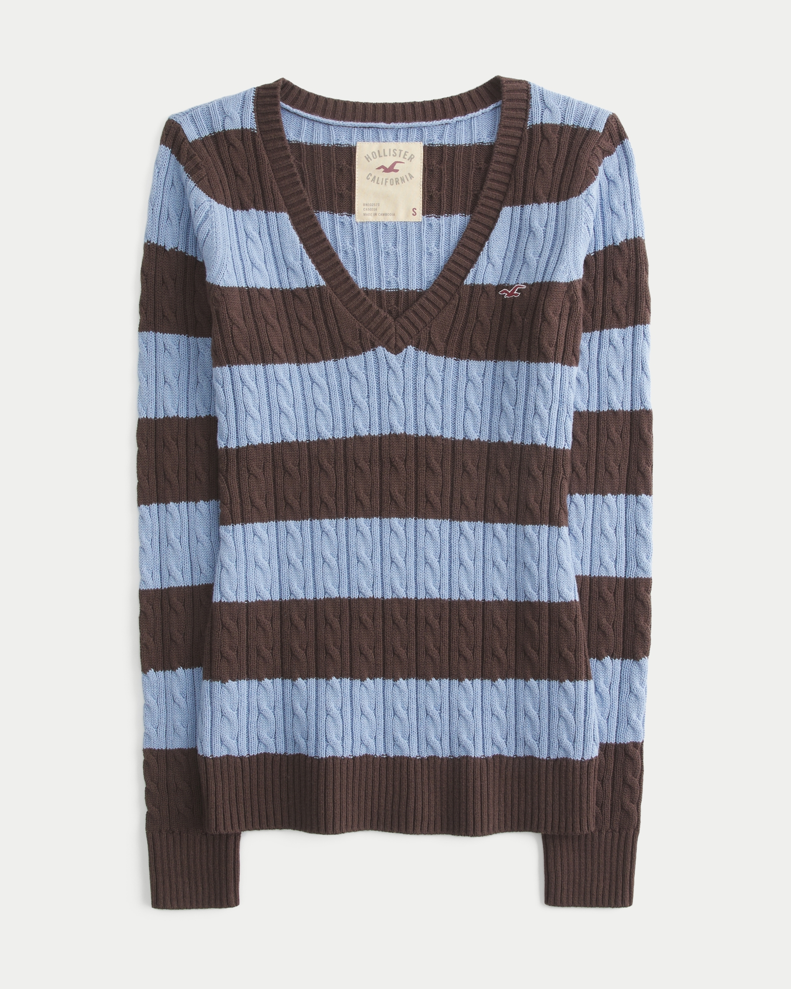 Women's Hollister Ivy Cable-Knit V-Neck Sweater | Women's Tops