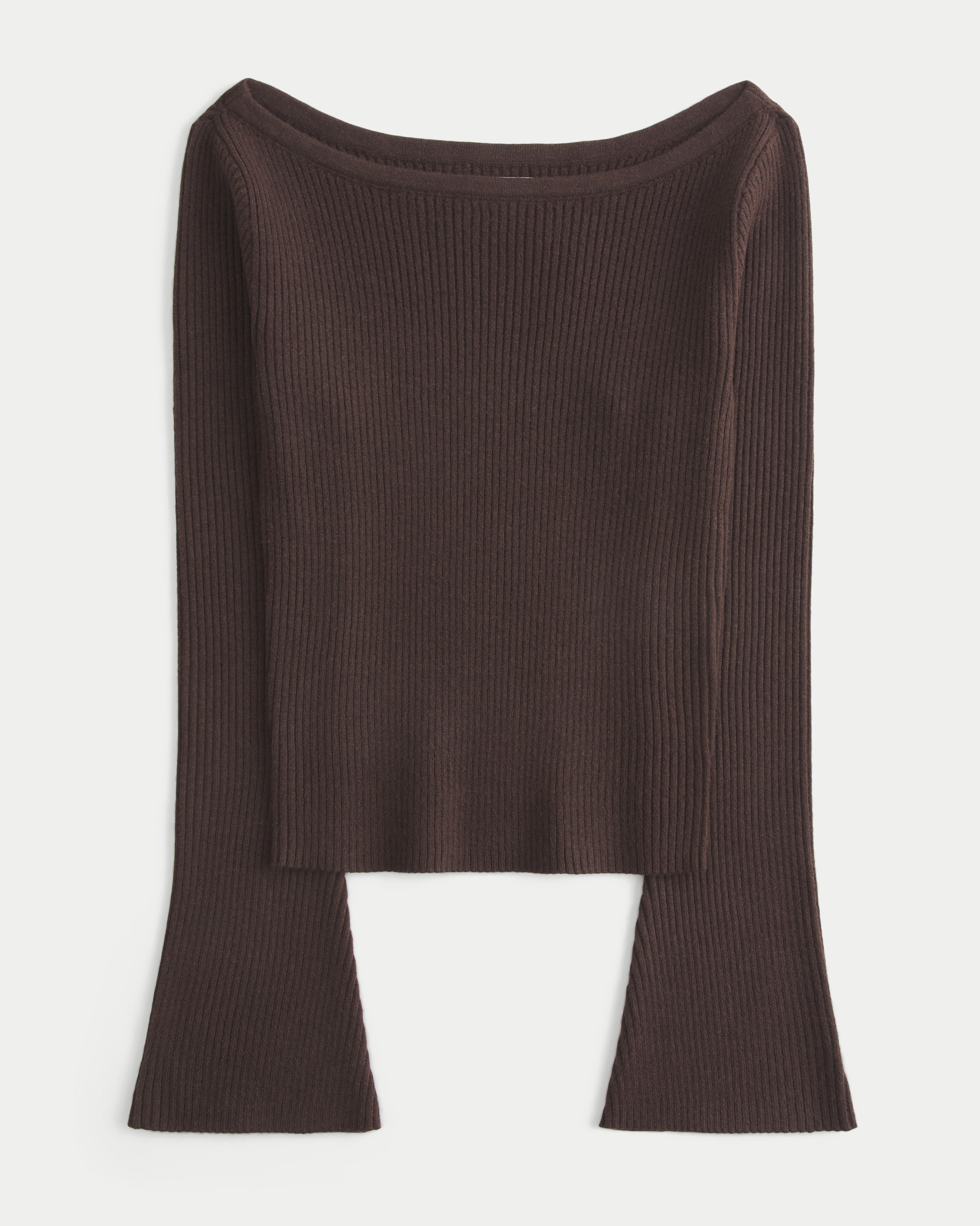 Slash-Neck Bell Sleeve Sweater