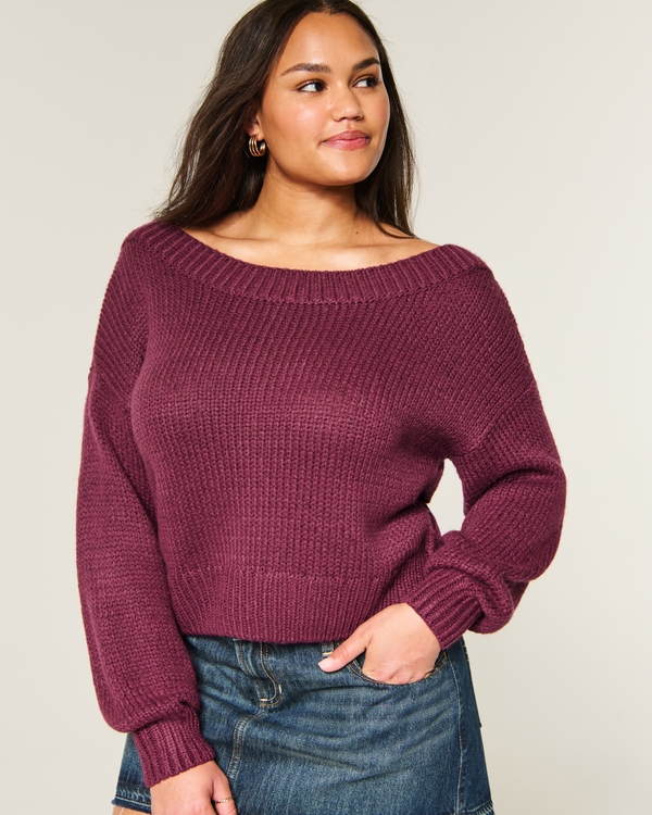 Lofty Off-the-Shoulder Sweater, Burgundy view 1