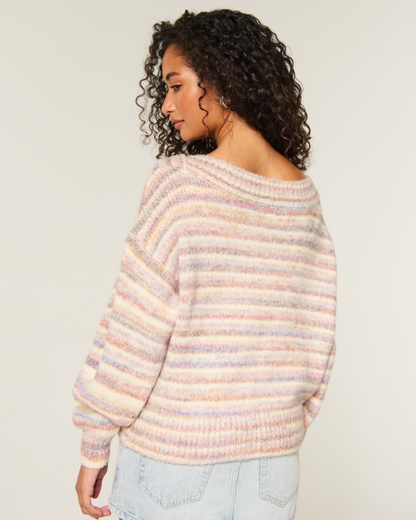 Lofty Off-the-Shoulder Sweater, Light Heather Brown view 2