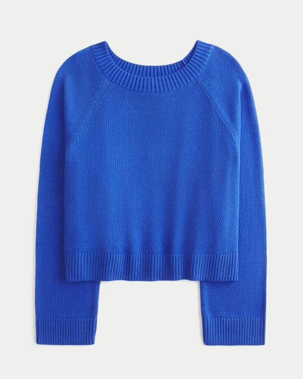 Slouchy Off-the-Shoulder Sweater, Cobalt view 1