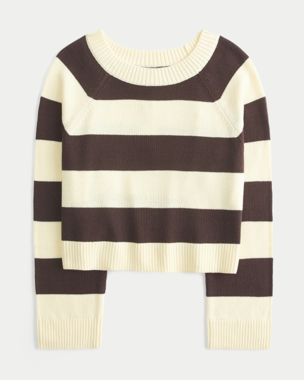 Slouchy Off-the-Shoulder Sweater, Butter Yellow Stripe view 1