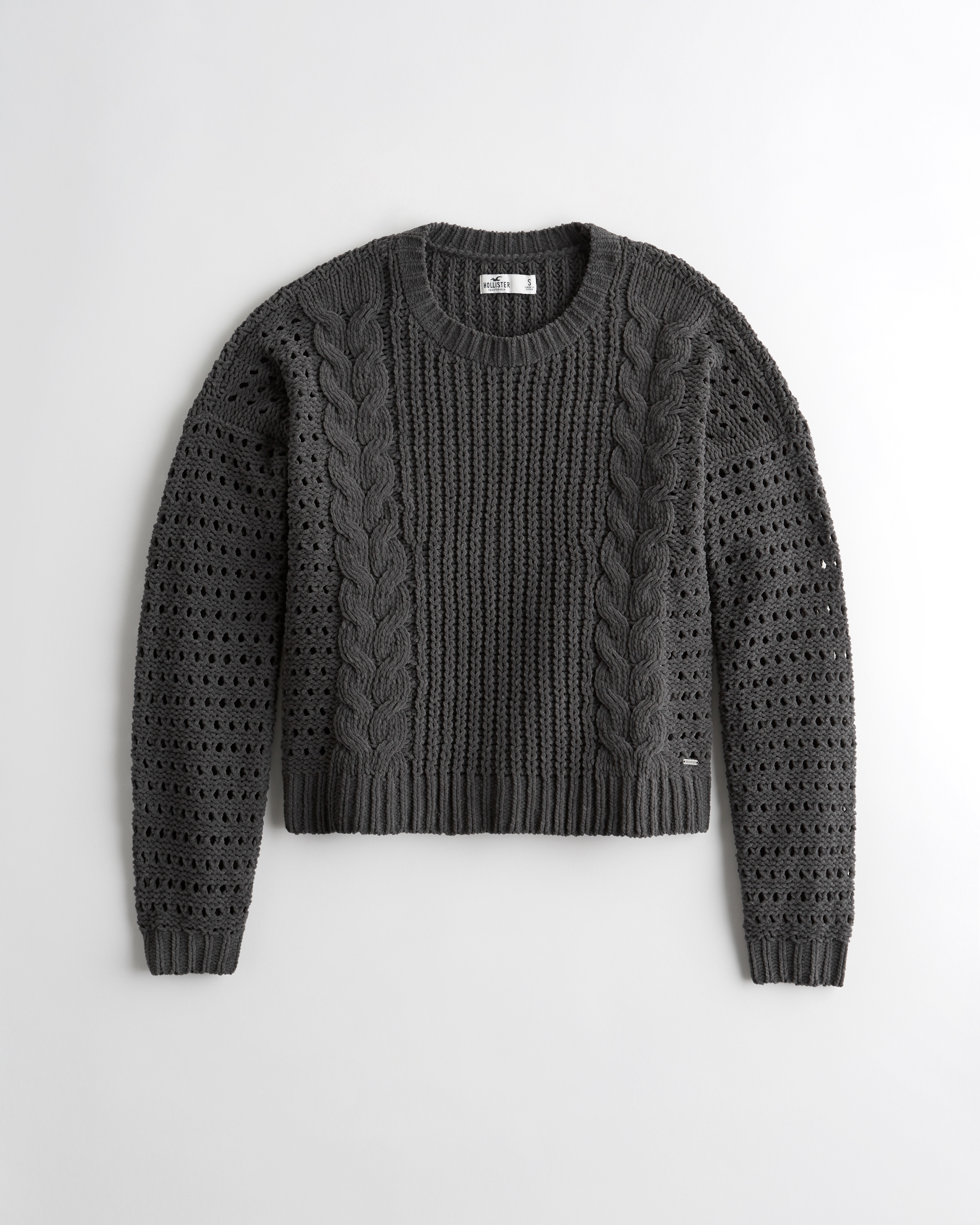 cable crewneck sweater hollister