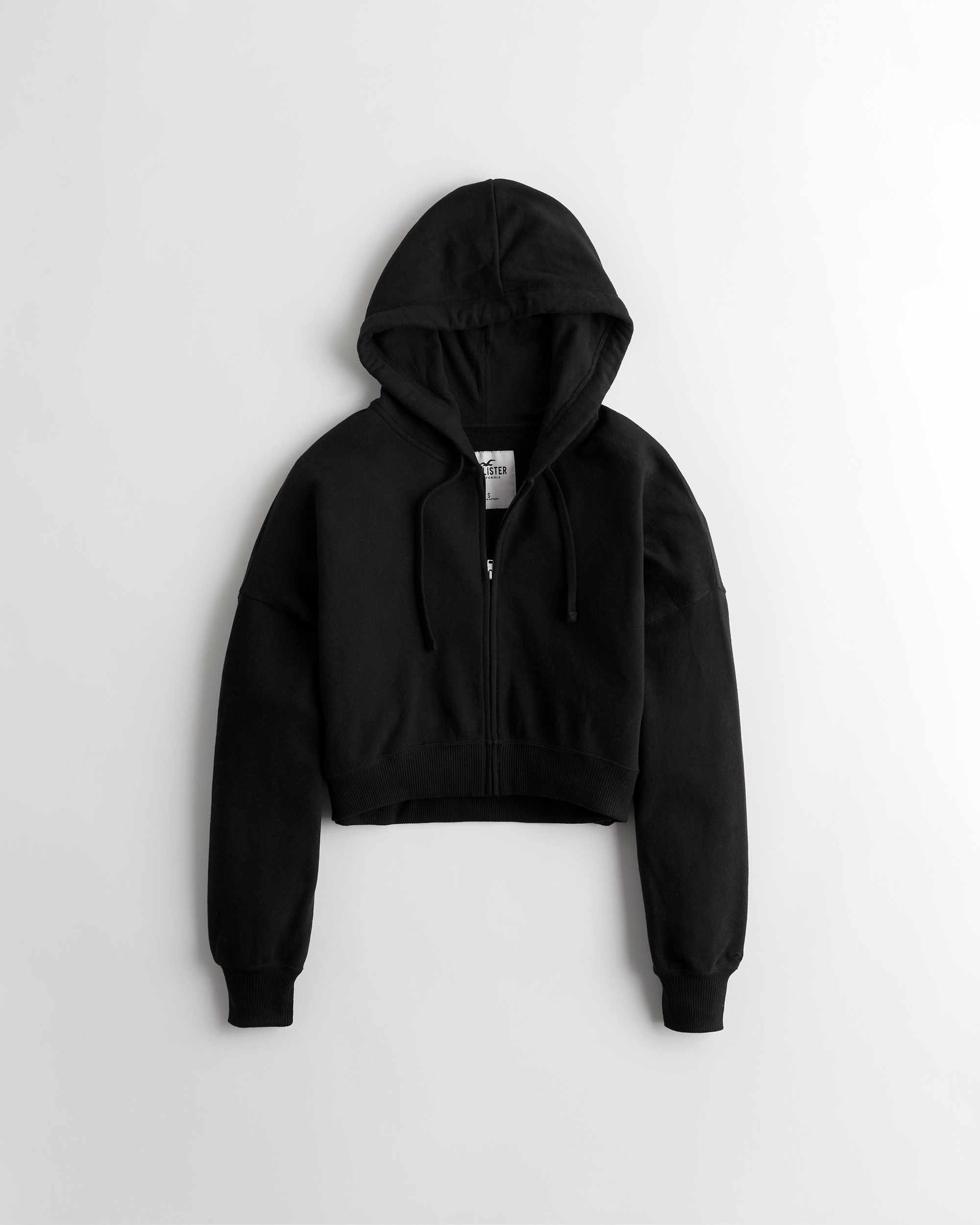 cropped black zip hoodie