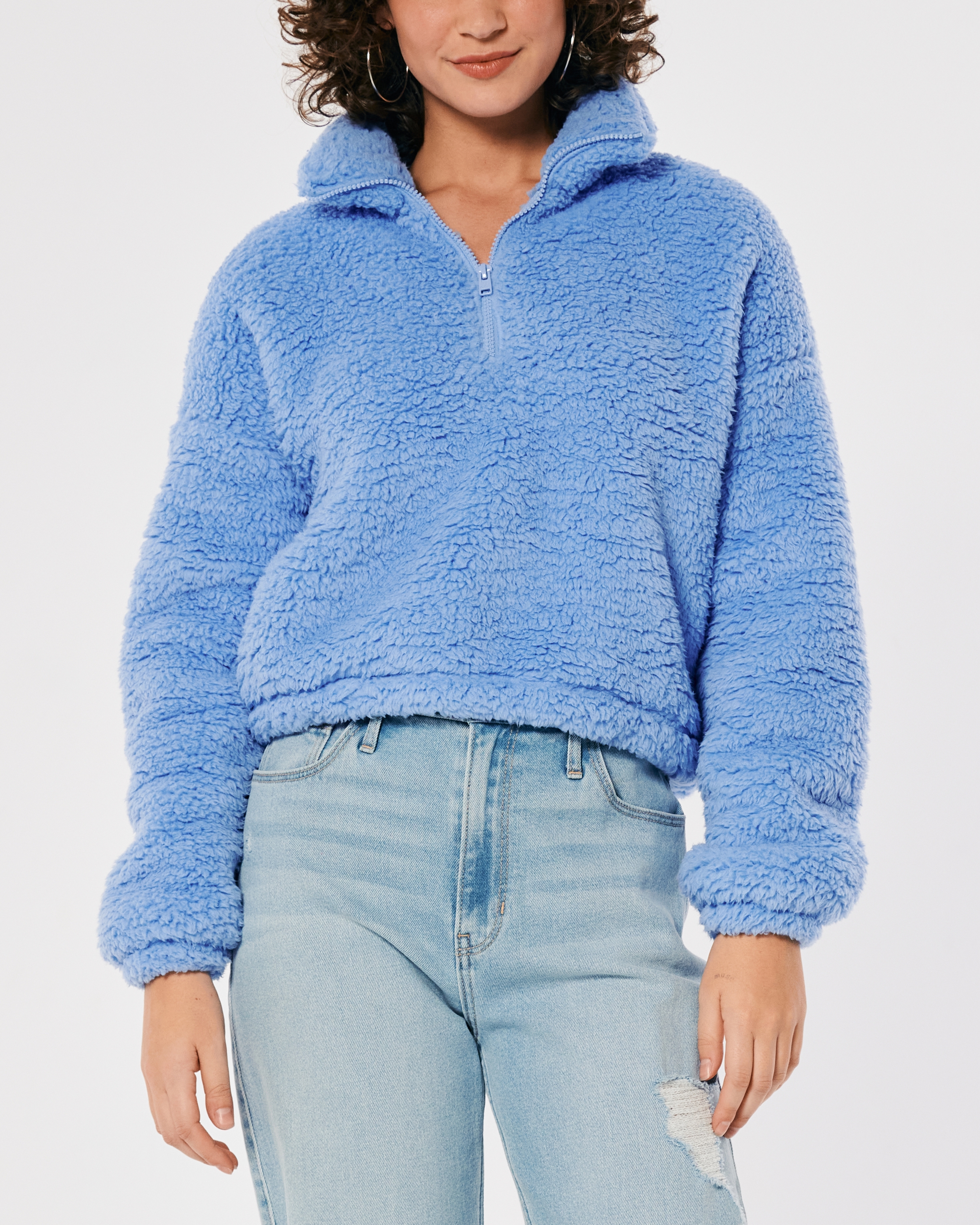 Hollister half outlet zip sherpa sweatshirt