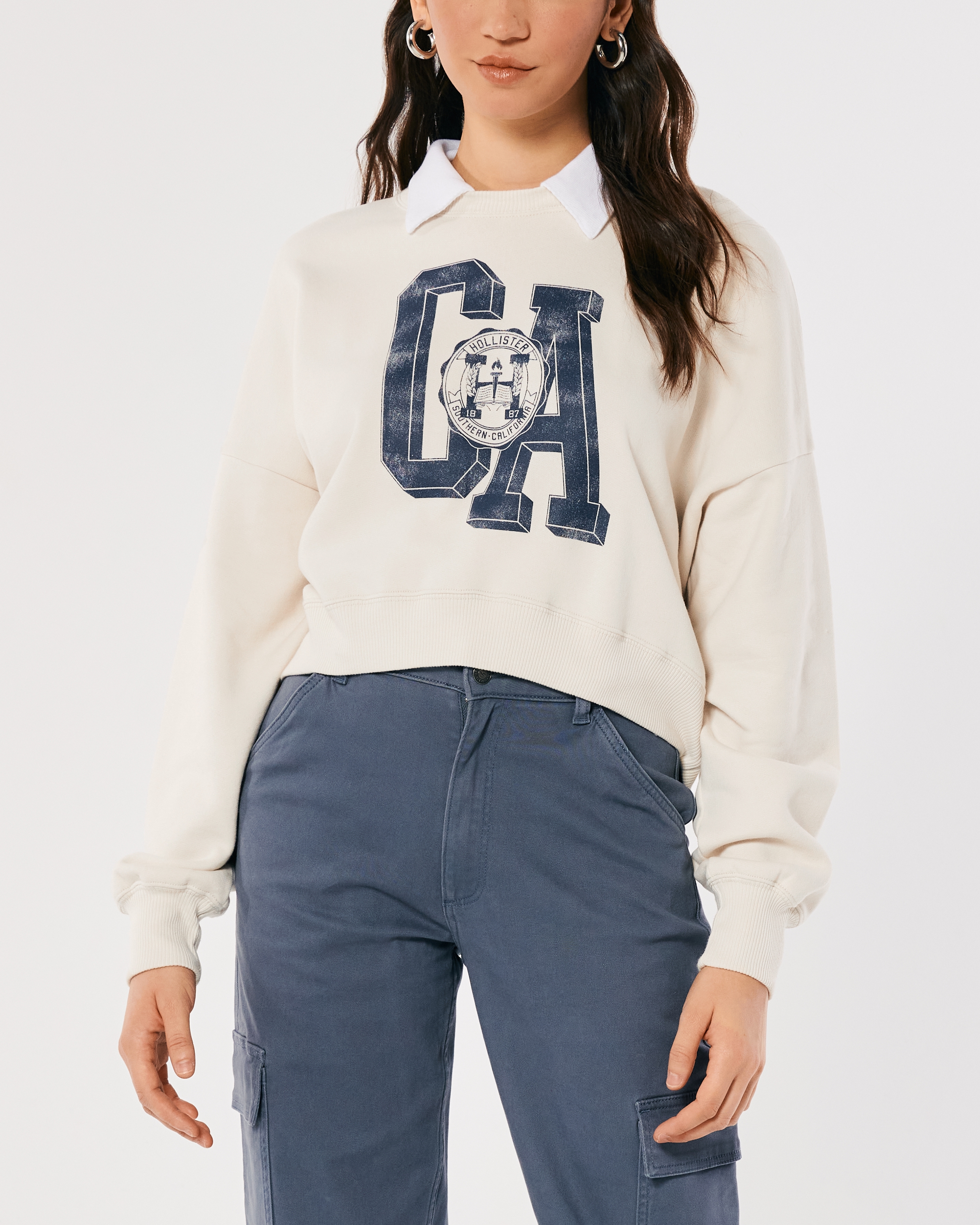 Crop Polo Sweatshirt