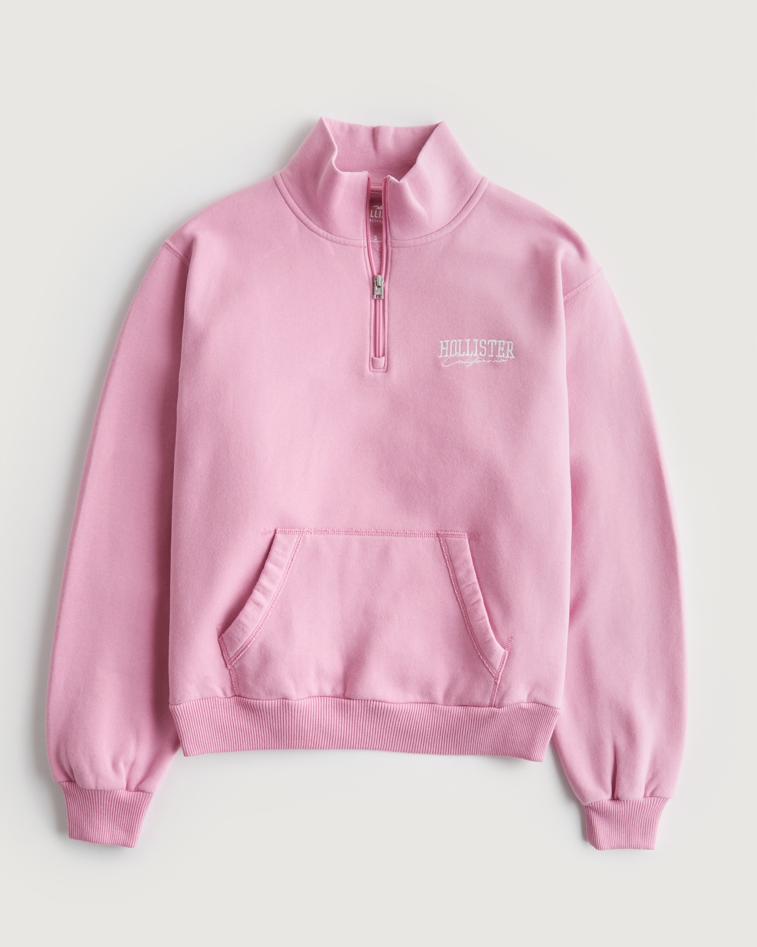 Hollister Embroidered Logo Graphic Half-Zip Sweatshirt