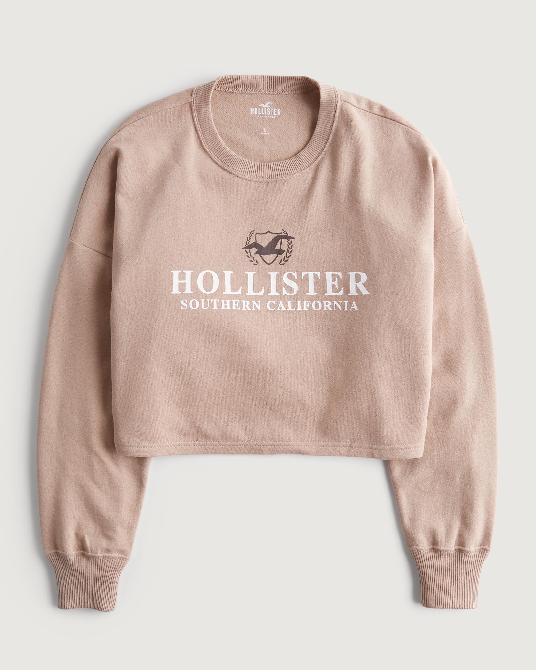 Hollister Print Logo Graphic Crop Crew Sweatshirt Hamilton Place