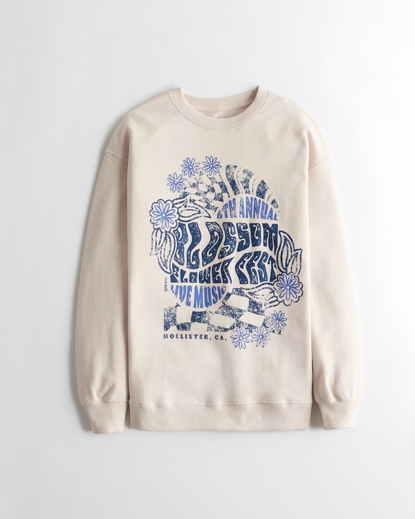 Girls Oversized Print Graphic Sweatshirt | Girls Tops | HollisterCo.ca