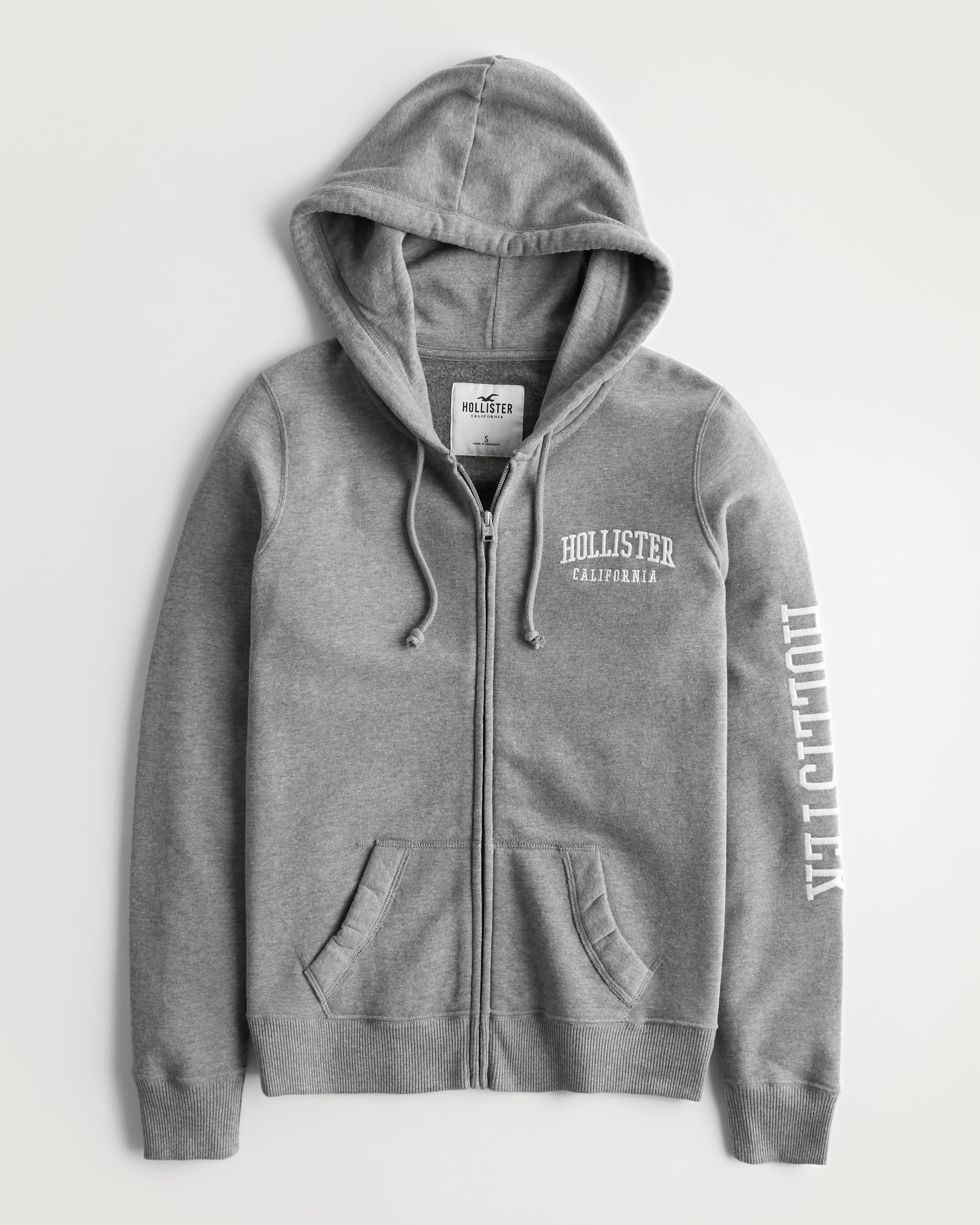 Hollister signature script logo hoodie in grey