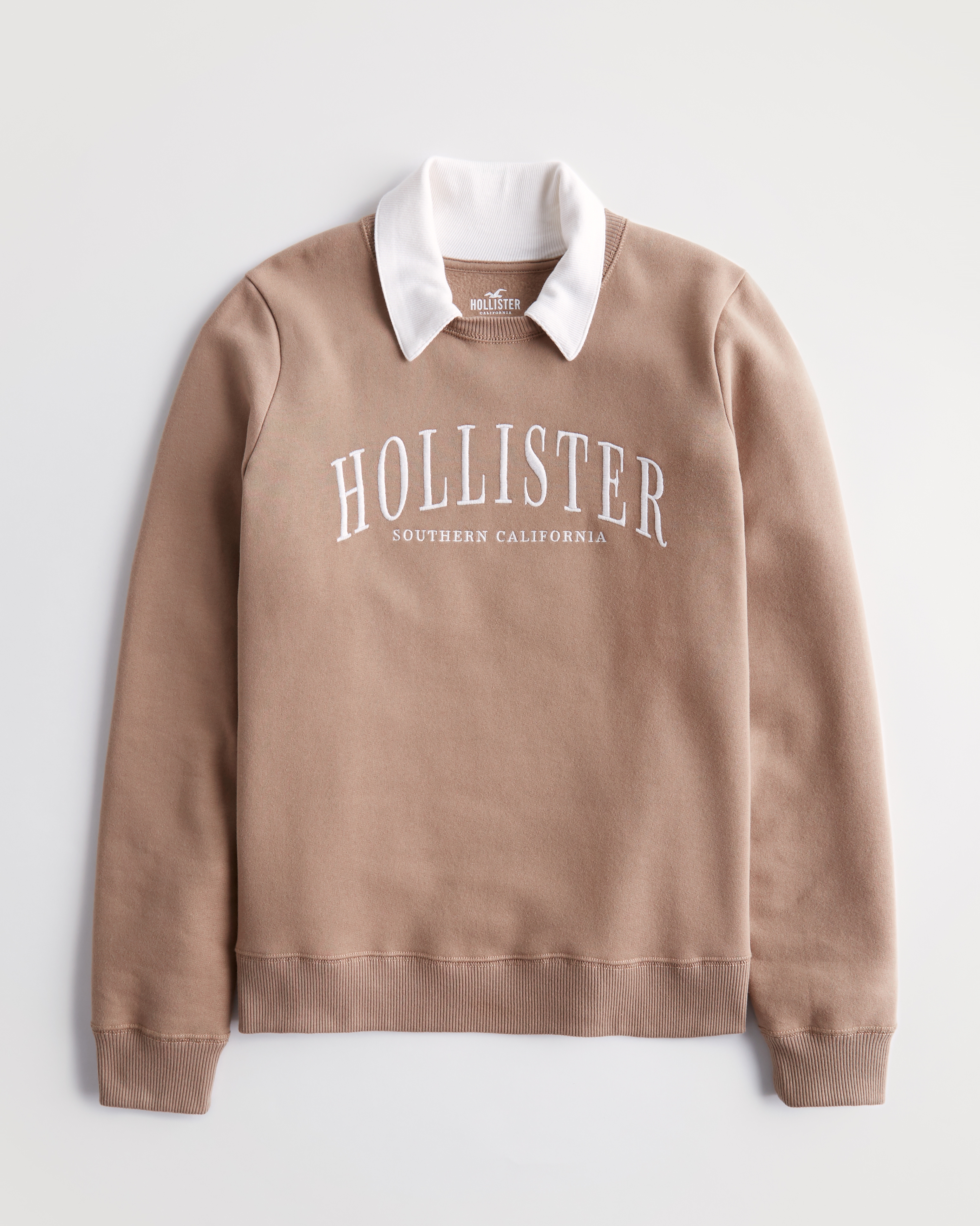 Hollister Easy Print Graphic Crew Polo Sweatshirt