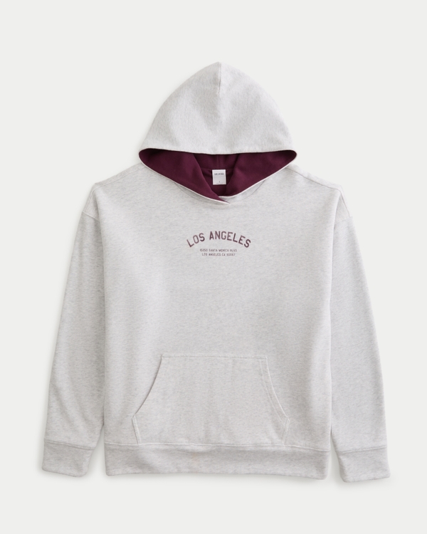 Hollister Feel Good Oversized Reversible Graphic Hoodie, Heather Gray view 2