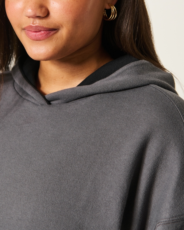 Hollister Feel Good Oversized Reversible Graphic Hoodie, Black view 2