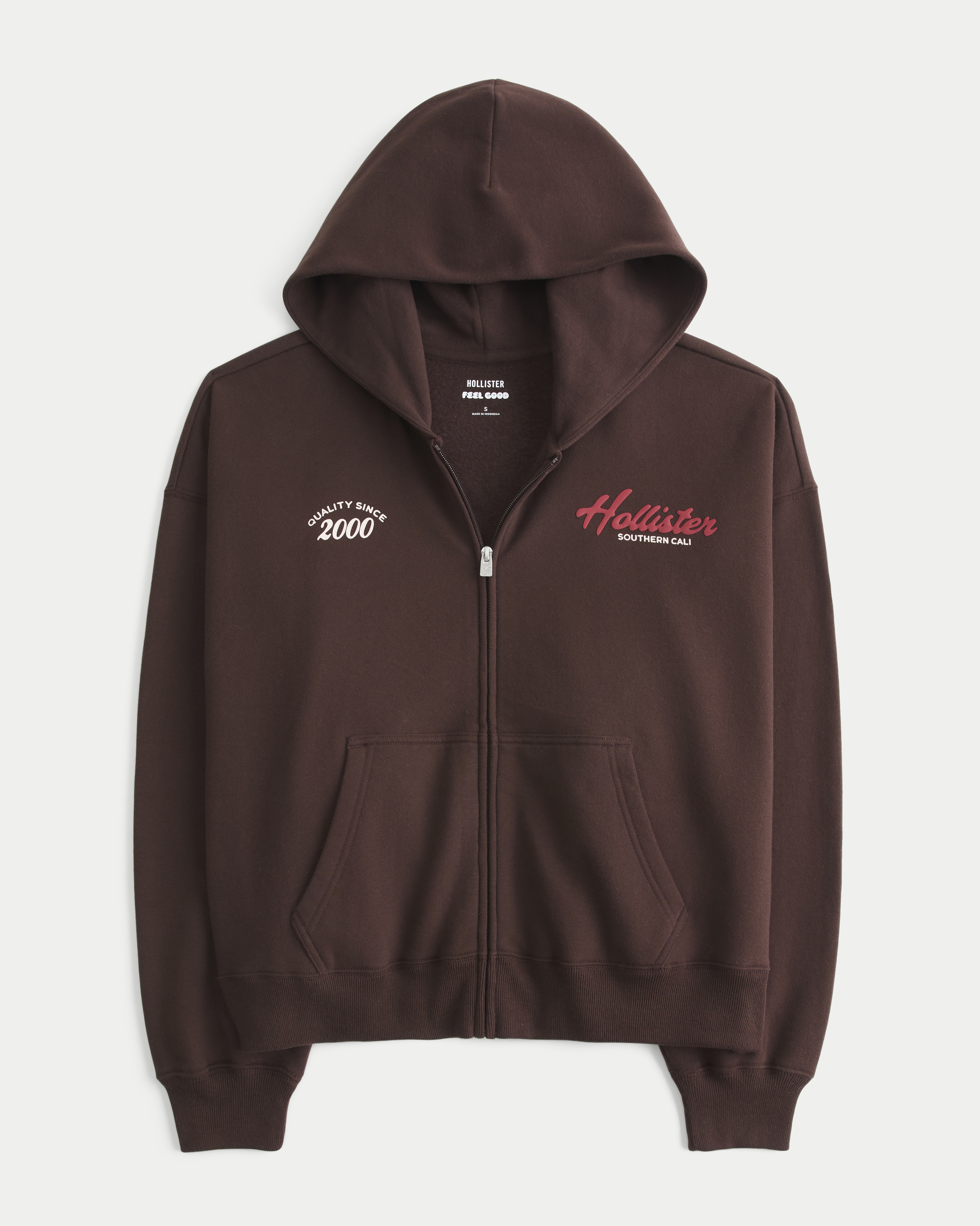 Hollister Feel Good Easy Logo Graphic Zip-Up Hoodie