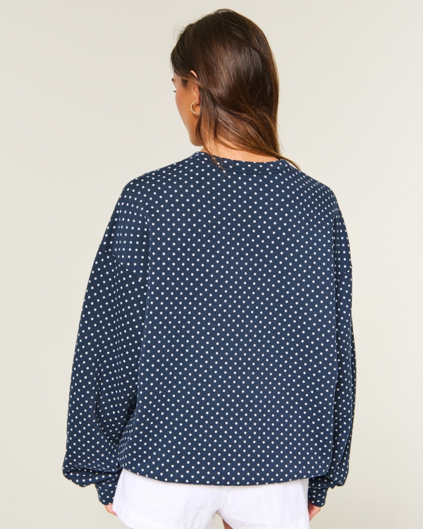 Hollister Feel Good Oversized Logo Graphic Crew Sweatshirt, Navy Dot view 2