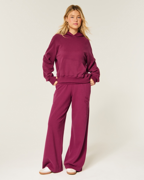 Hollister Feel Good Classic Fit Raglan Hoodie, Burgundy view 2