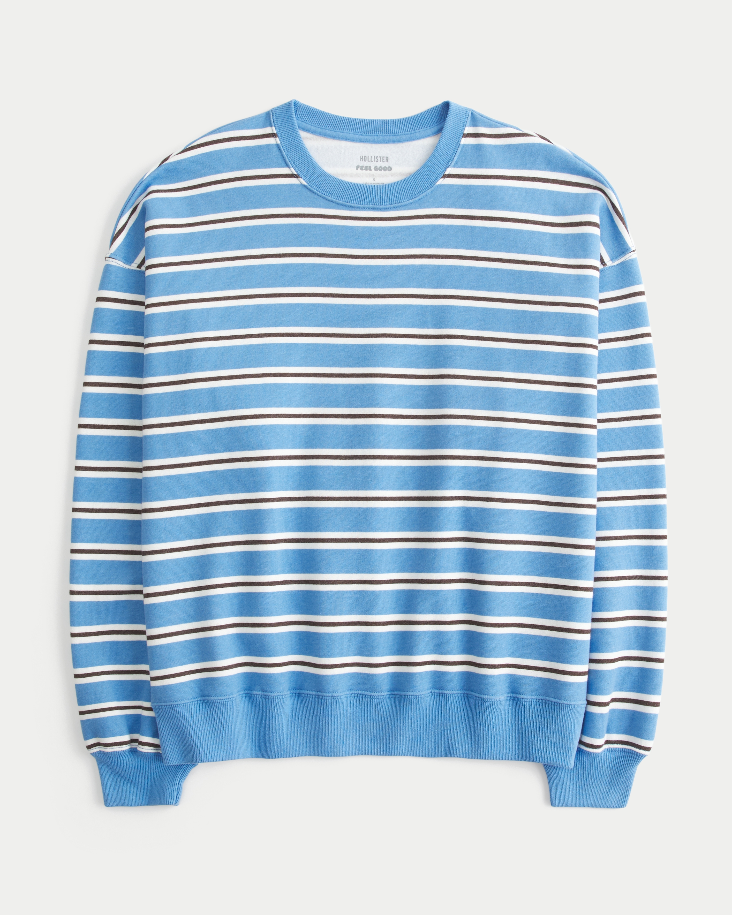 Hollister Feel Good Oversized Striped Crew Sweatshirt