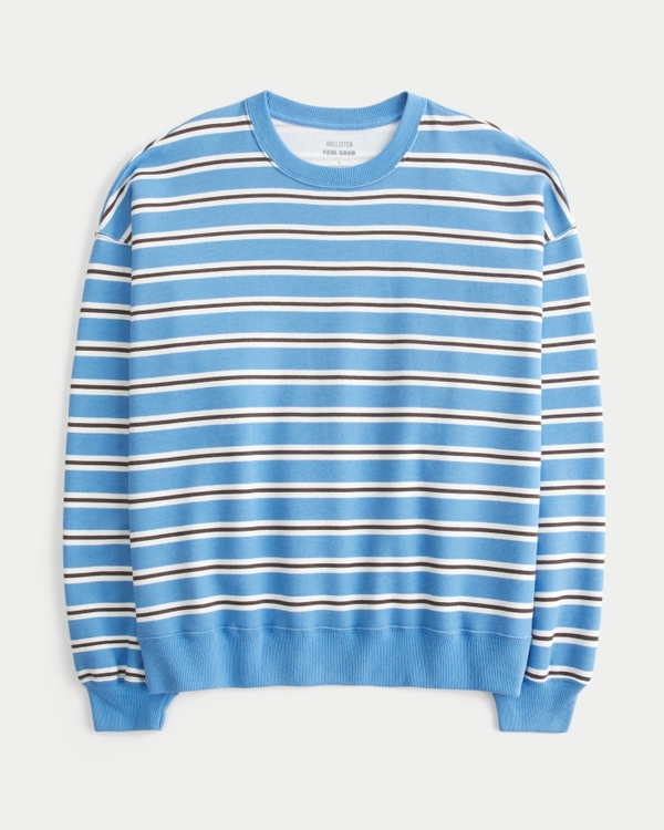 ウィメンズ Hollister Feel Good Oversized Striped Crew Sweatshirt