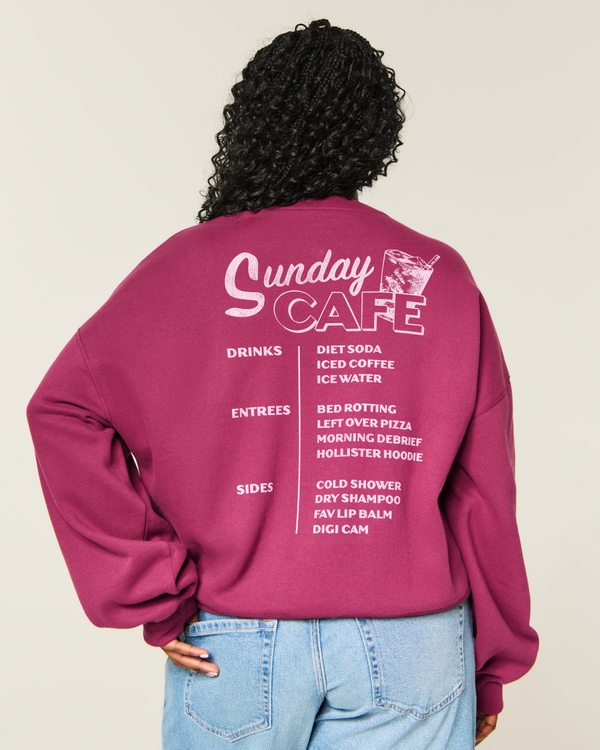 Hollister Feel Good Graphic Classic Crew Sweatshirt, Burgundy view 1