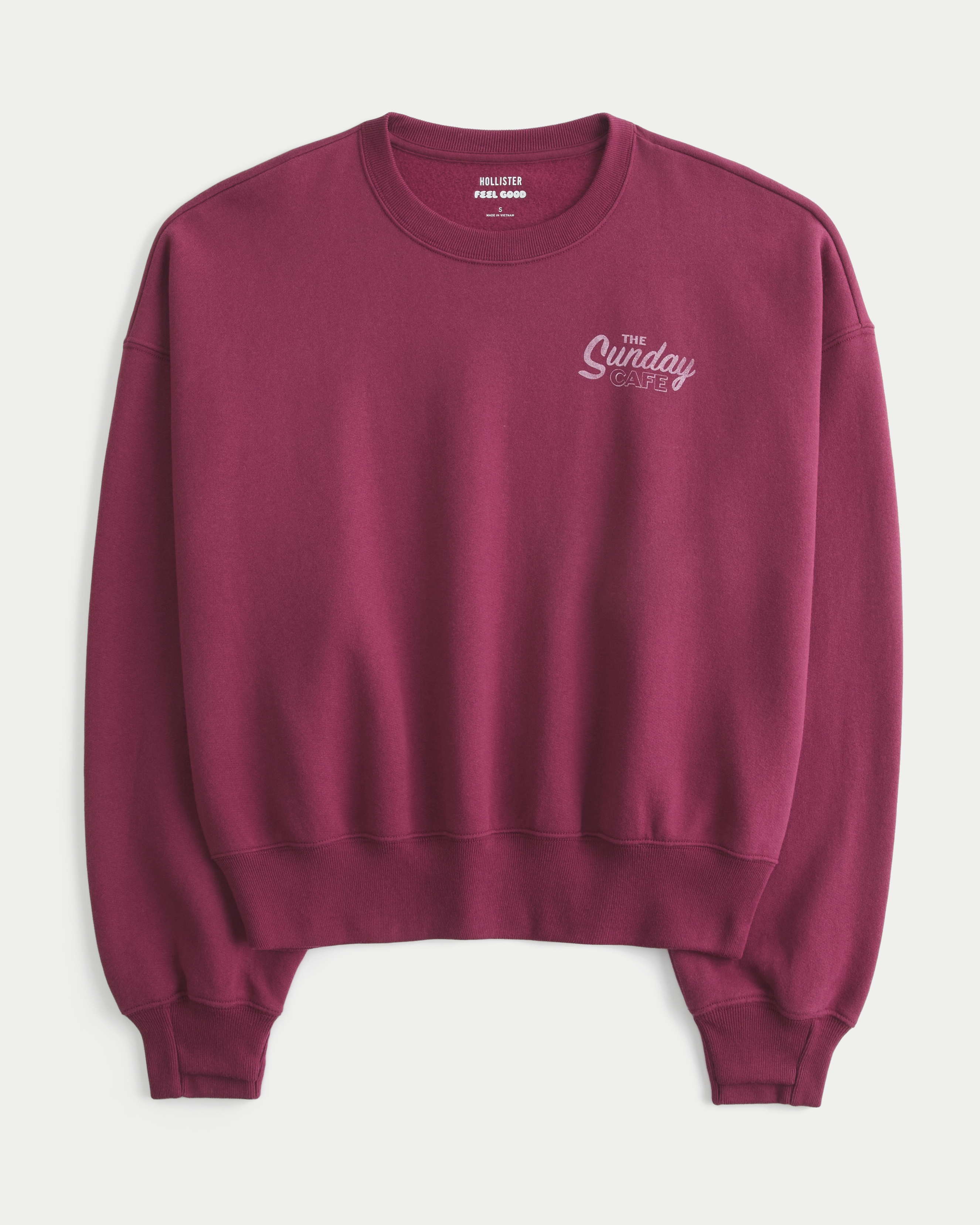 Hollister Feel Good Classic Fit Sunday Café Graphic Crew Sweatshirt