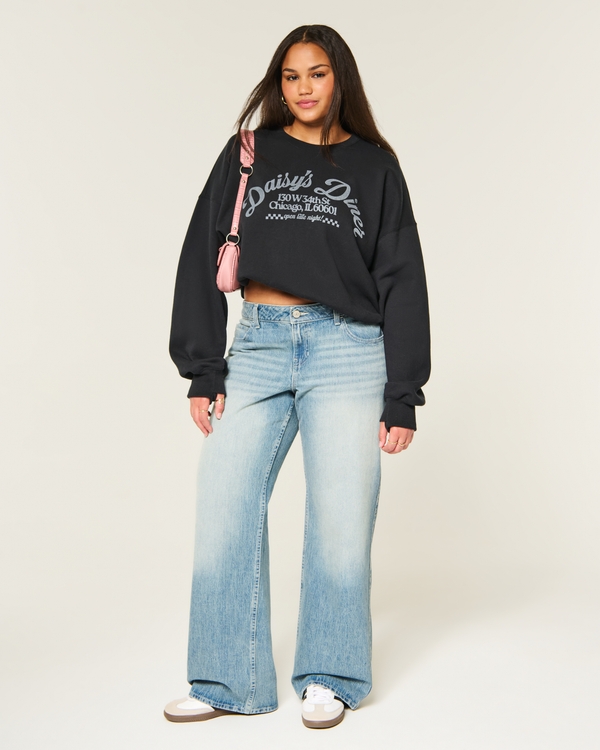 Hollister Feel Good Graphic Classic Crew Sweatshirt, Black view 2