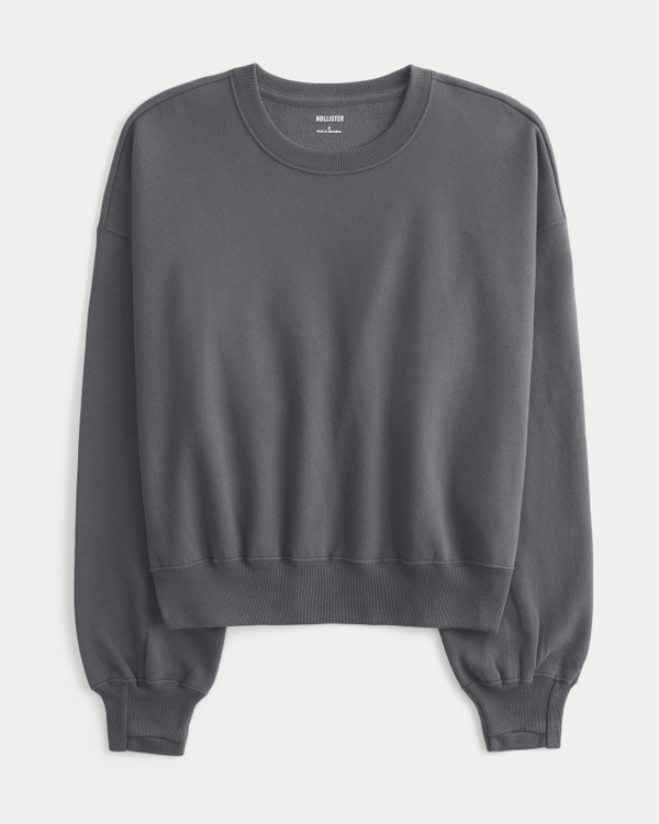 Hollister Feel Good Easy Crew Sweatshirt, Dark Grey view 1