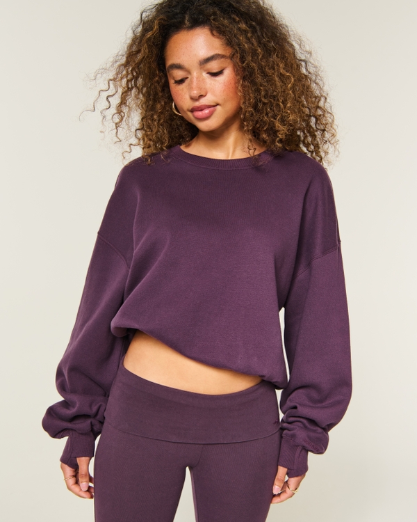 Hollister Feel Good Easy Crew Sweatshirt, Plum view 1