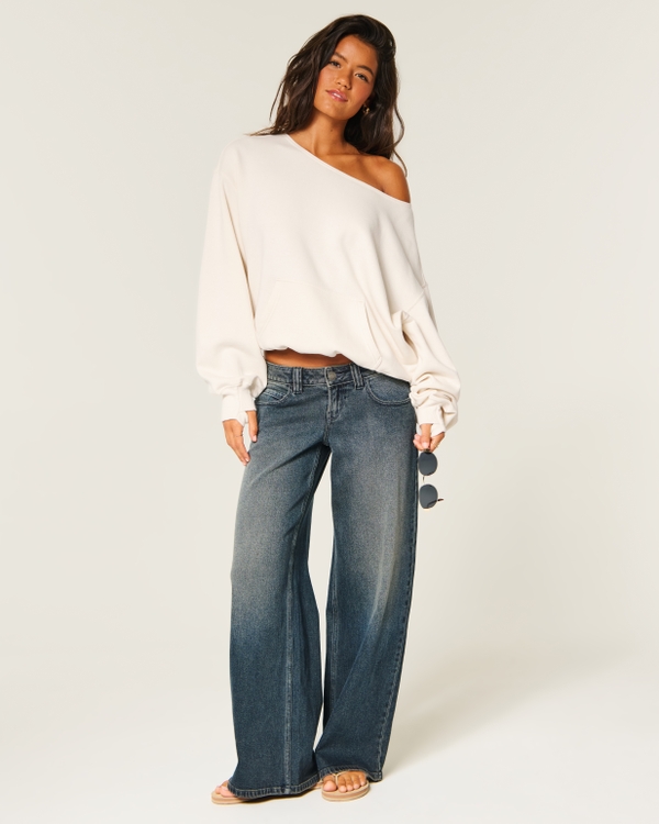 Hollister Feel Good Easy Off-the-Shoulder Sweatshirt, Yellow view 2