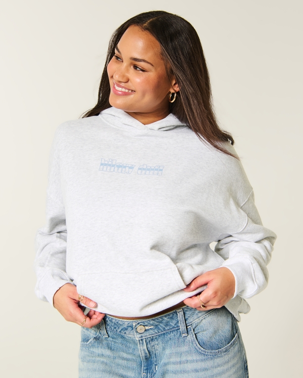 Hollister Feel Good Oversized Hilary Duff Graphic Hoodie, Light Heather Grey view 1