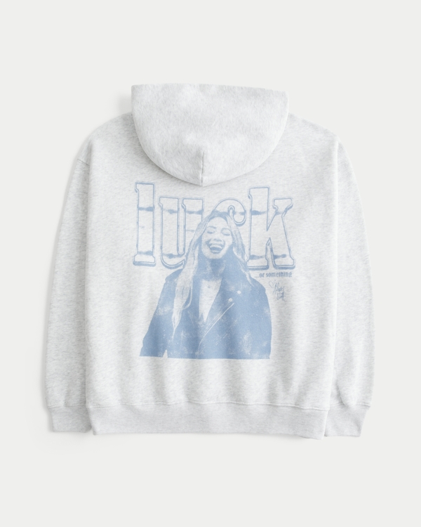 Hollister Feel Good Oversized Hilary Duff Graphic Hoodie, Light Heather Grey view 1