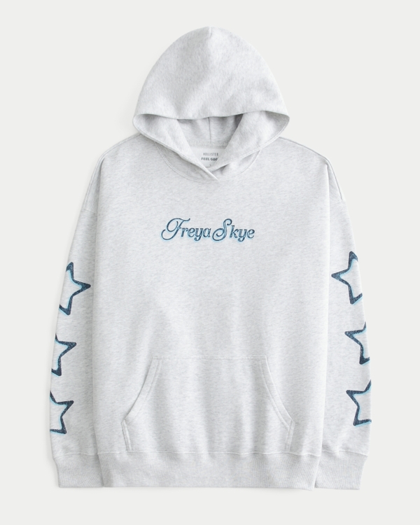Hollister Feel Good Freya Skye Graphic Hoodie, Light Heather Grey view 1