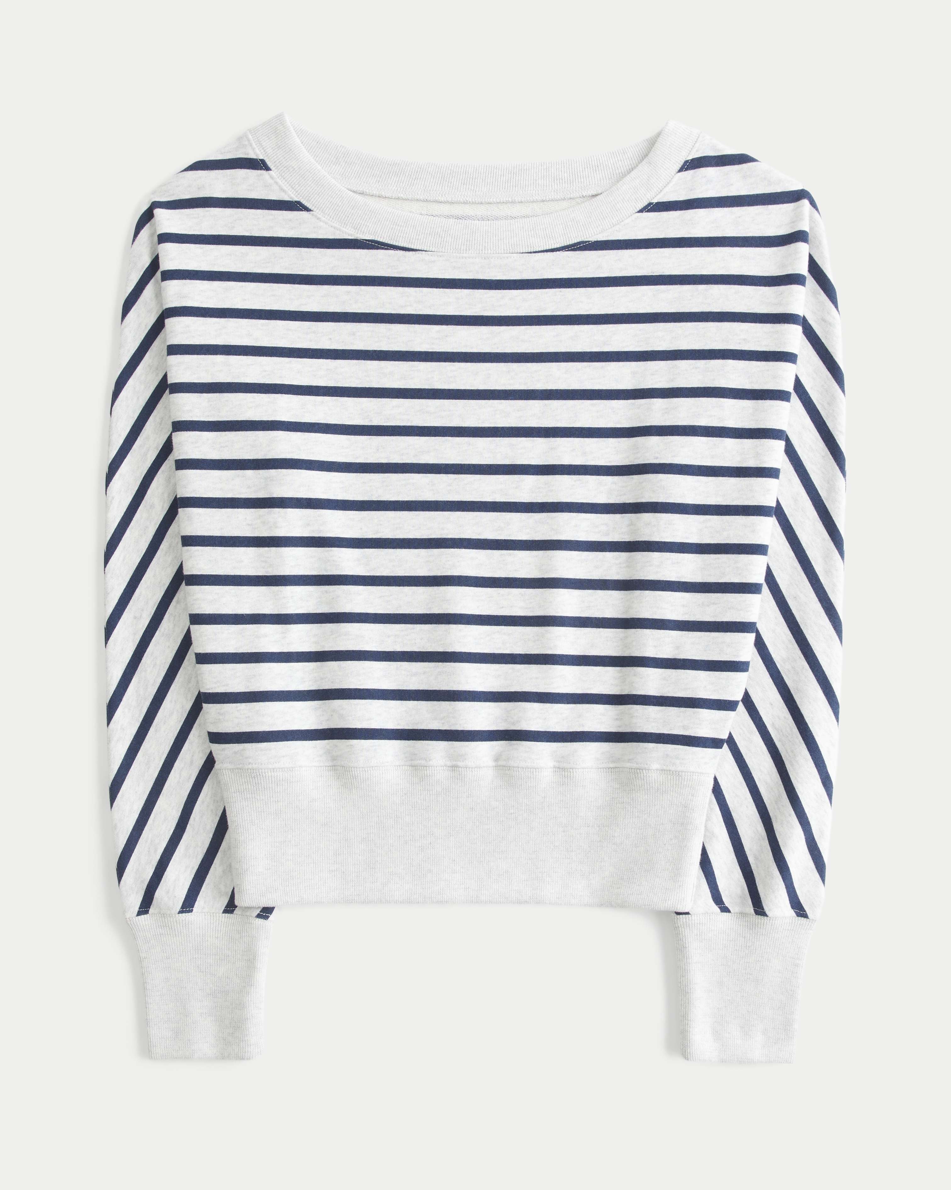 Banded Off-the-Shoulder Striped Sweatshirt