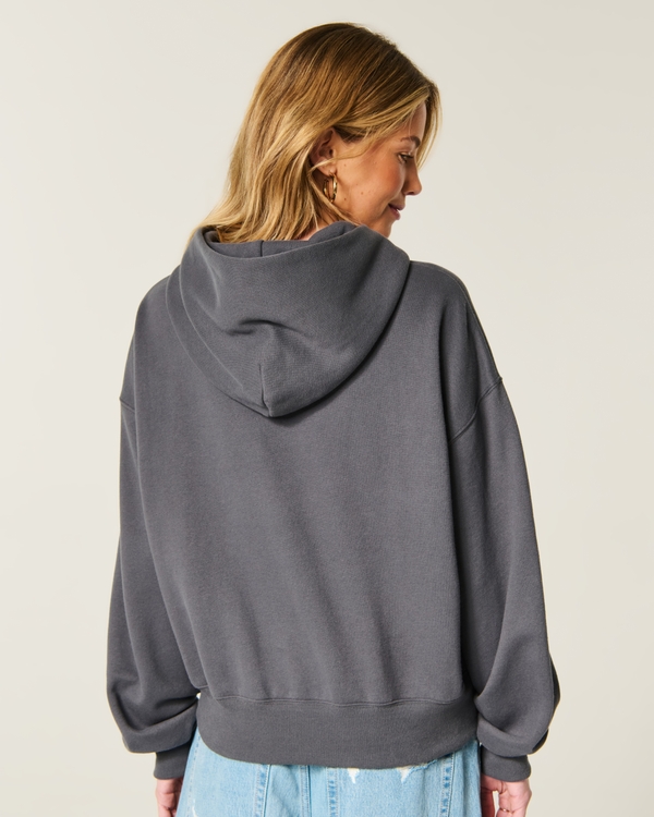 Hollister Feel Good Logo Graphic Hoodie, Charcoal view 2