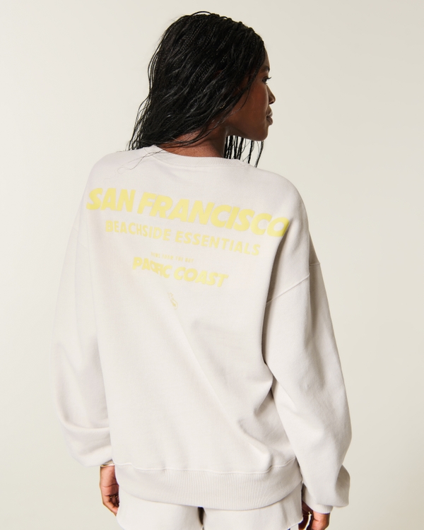 Hollister Feel Good Oversized San Francisco Graphic Crew Sweatshirt, Light Gray view 1