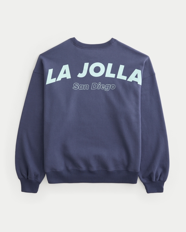 Hollister Feel Good Oversized San Francisco Graphic Crew Sweatshirt, Blue view 1