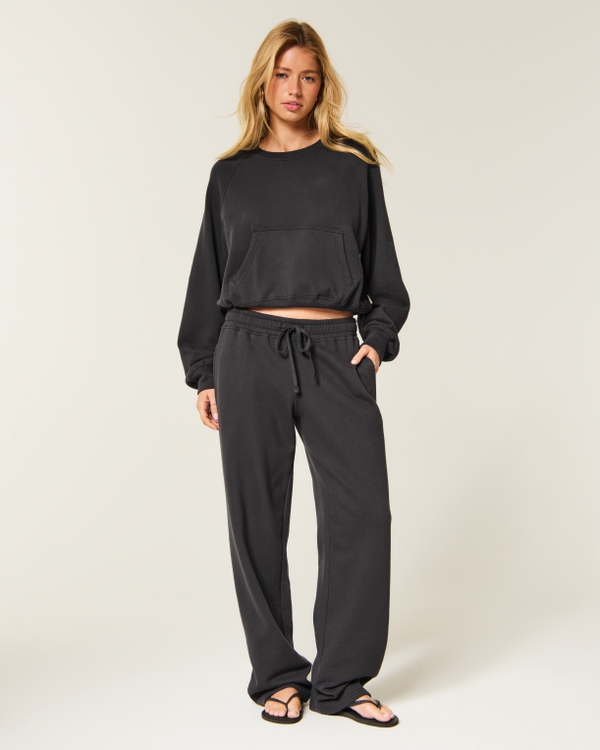 Hollister Cotton Collection Classic Raglan Crew Sweatshirt, Charcoal view 2