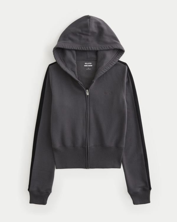 Hollister Feel Good Zip-Up Hoodie, Dark Grey view 1
