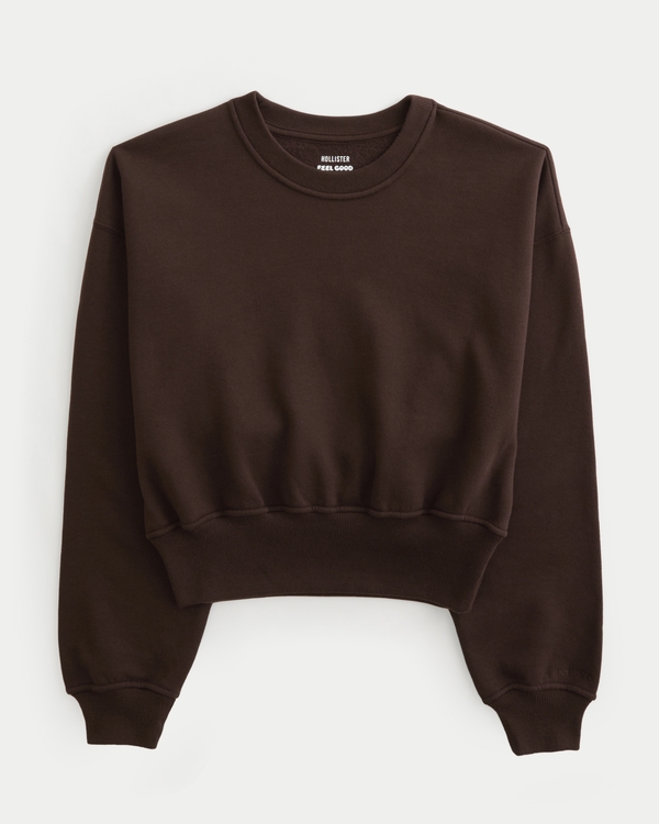 Hollister Feel Good Banded Crew Sweatshirt, Espresso view 1