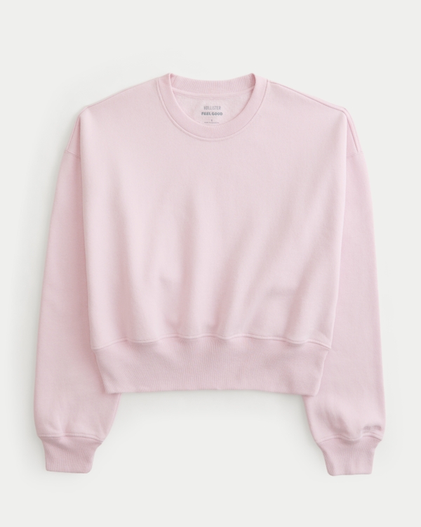 Hollister Feel Good Banded Crew Sweatshirt, Light Pink view 1