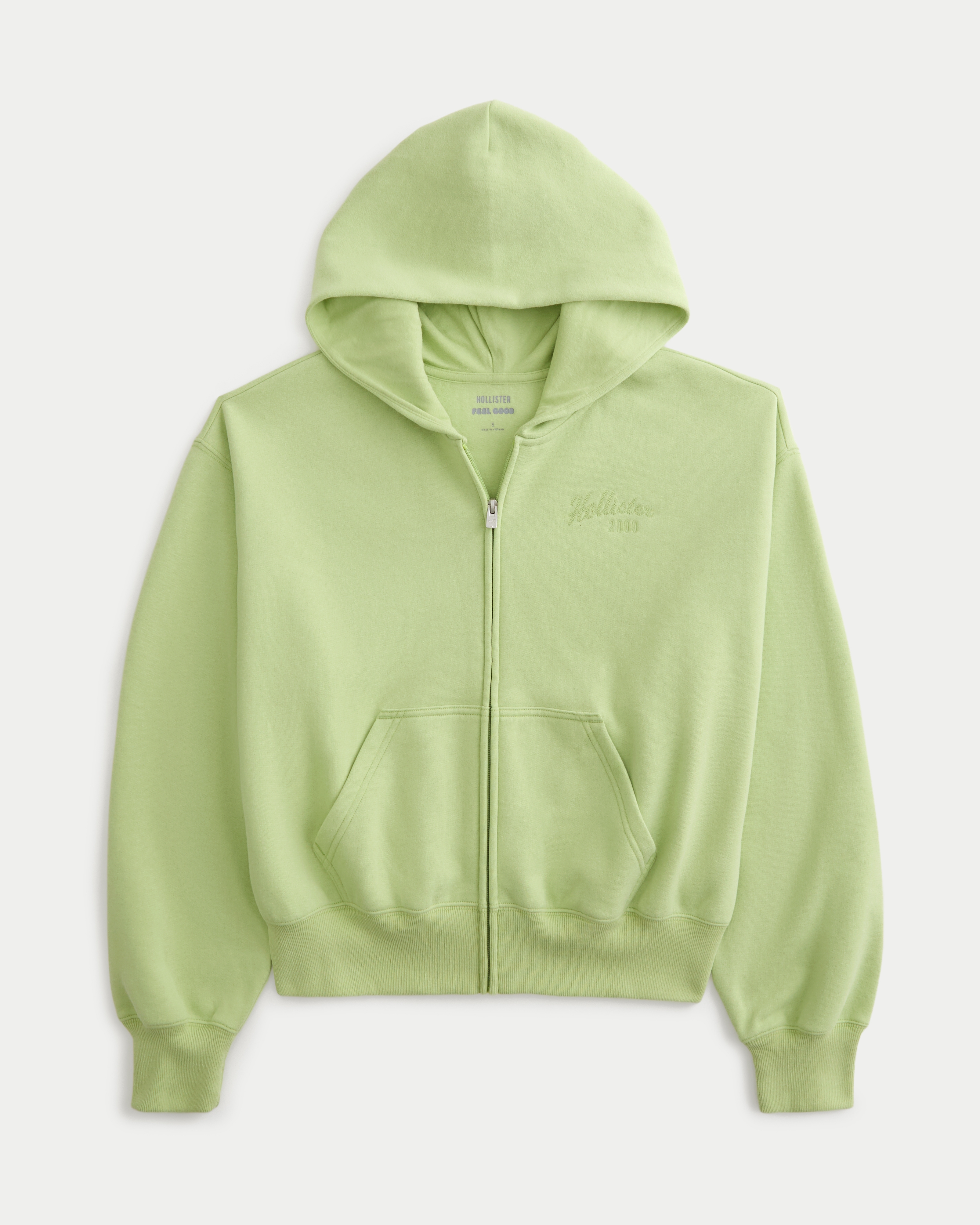 Hollister Feel Good Zip-Up Logo Graphic Hoodie