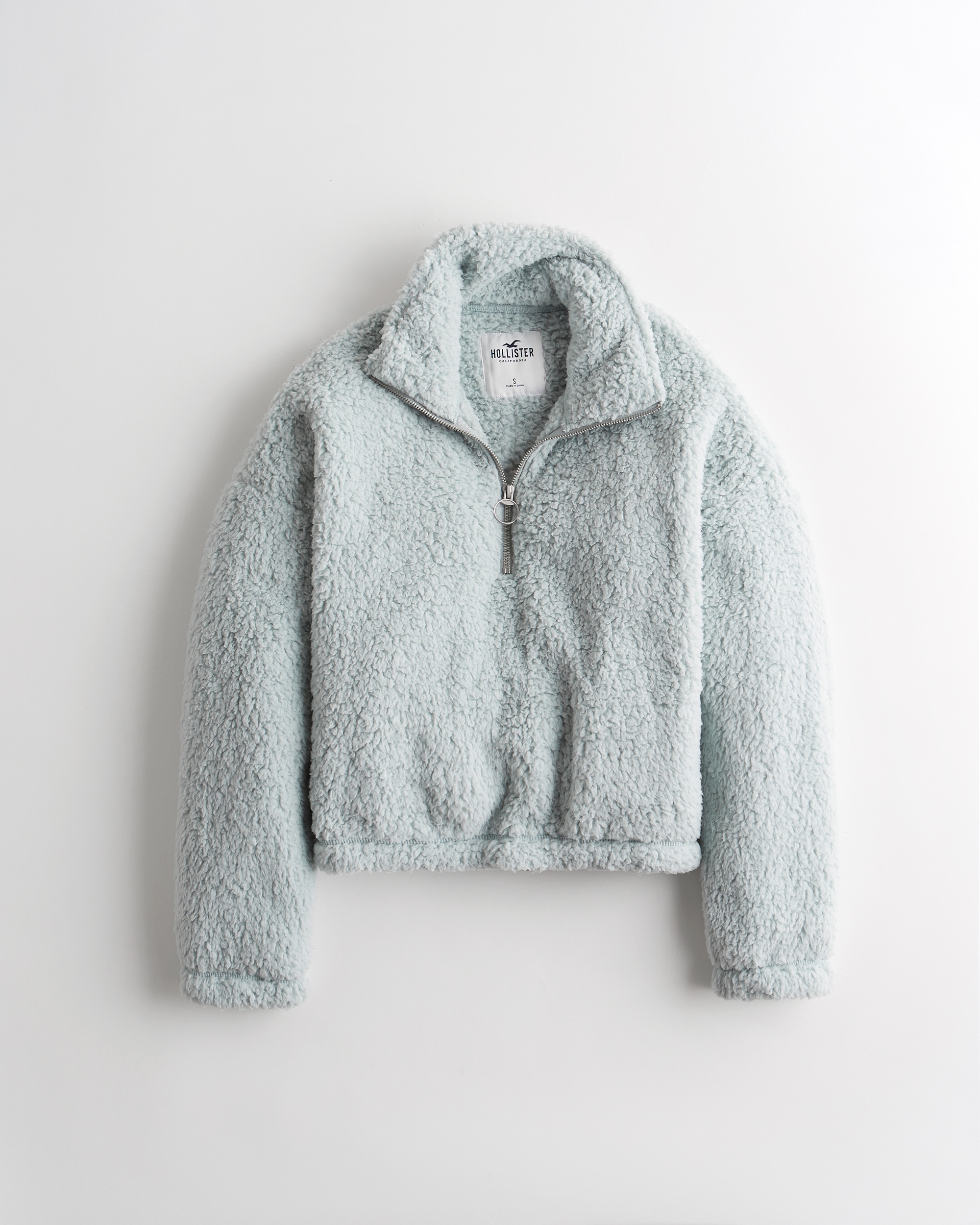 hollister sherpa lined half zip sweatshirt