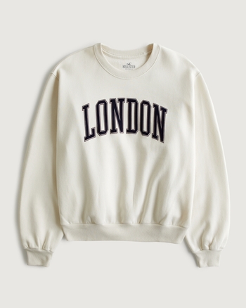 Donna Felpa girocollo oversize con stampa London Donna