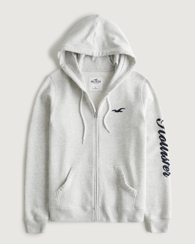 Women's Easy Zip-Up Logo Graphic Hoodie | Women's Tops | HollisterCo.com