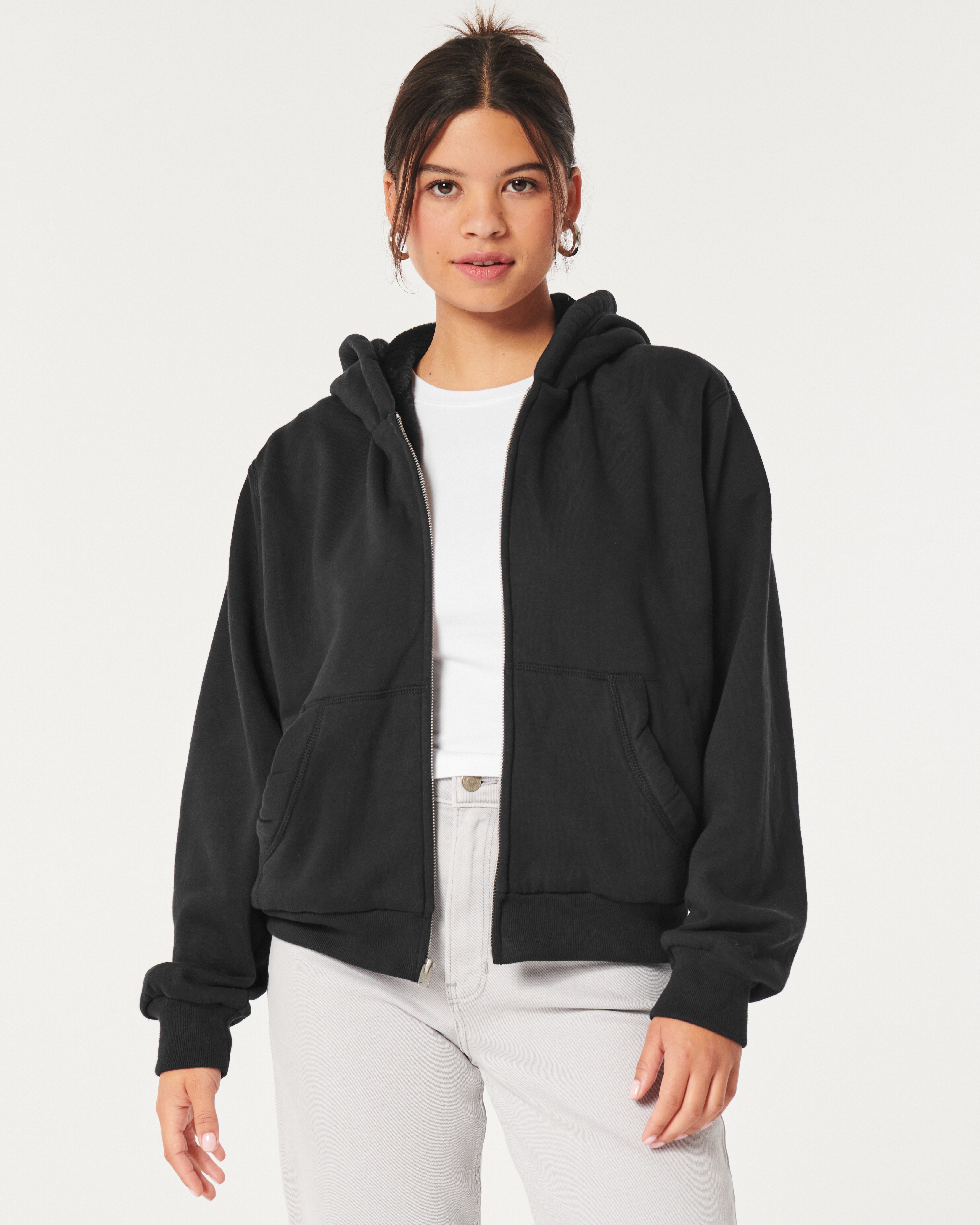 Hollister Easy Teddy Lined Zip Up Hoodie Bramalea City Centre