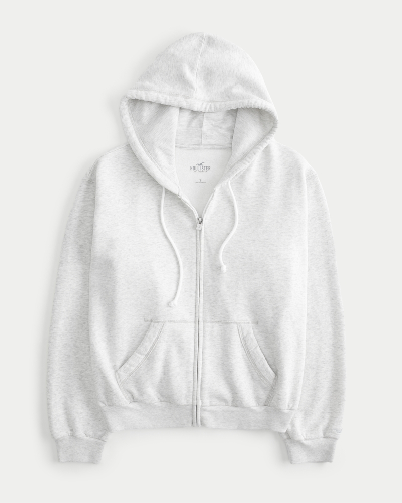 Hollister white zip up on sale hoodie