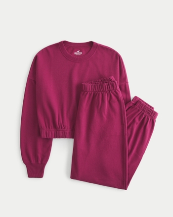 Hollister logo dad sweatpants in burgundy