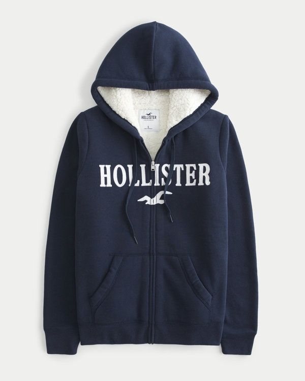 Navy blue hollister hot sale zip up hoodie