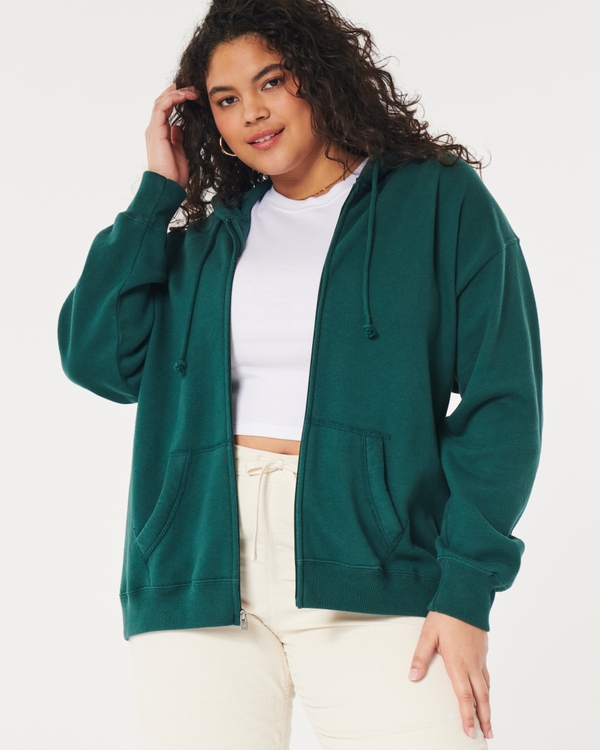 Feel Good Oversized Full-Zip Hoodie, Dark Teal