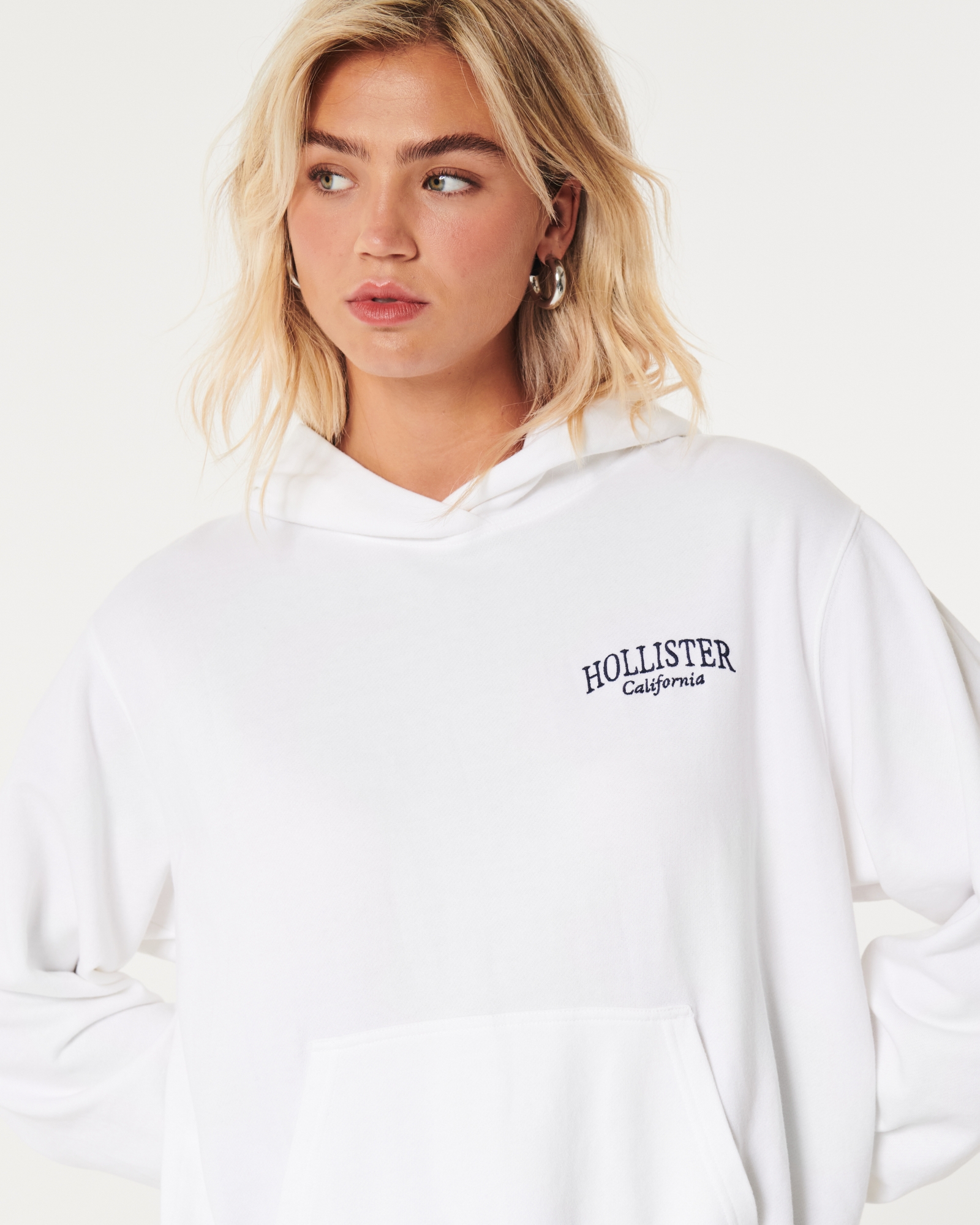 WOMENS HOLLISTER SIZE Uk Medium White Long Sleeve See Through Light Hoodie  Top £9.99 - PicClick UK