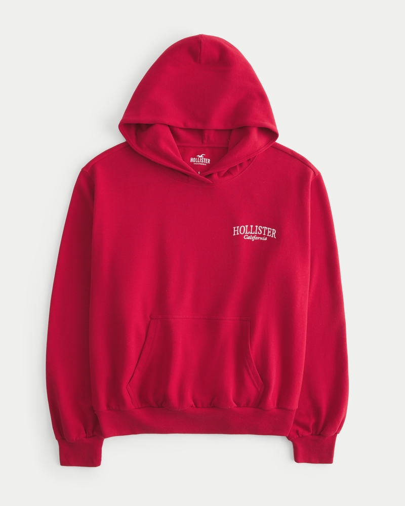 Hollister Pullover Logo Embroidered Hoodie Red, Olive Green